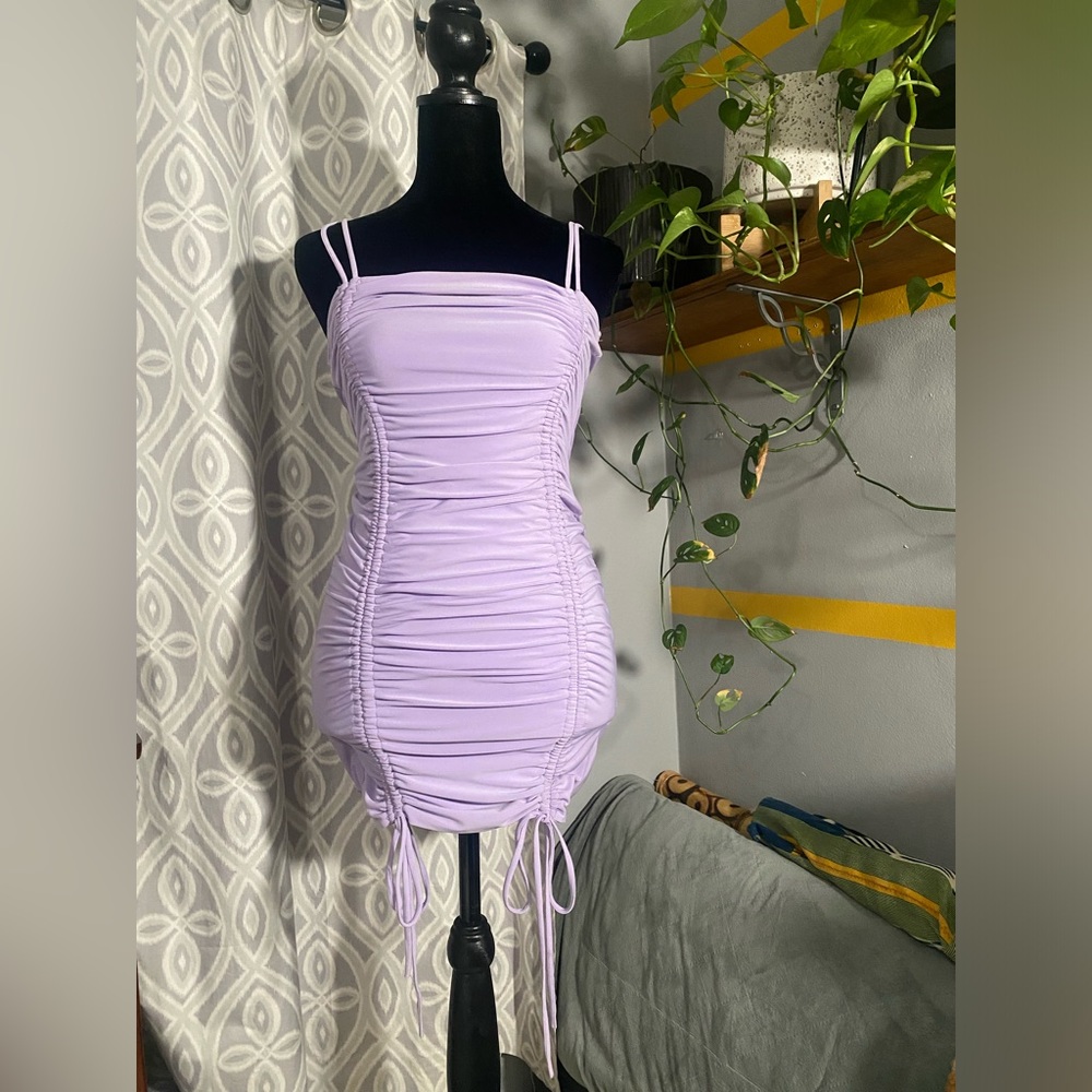 Fancy Classy Purple Tight Mini Dress with adjustable height of dress
